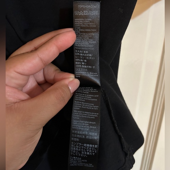 Top Shop Black T-Shirt with See Through Flared Sleeves. Size 10. - Picture 6 of 7